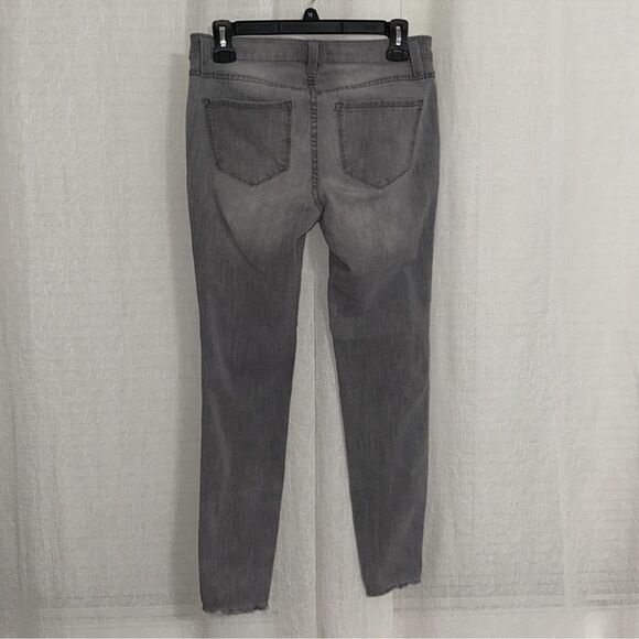 LC 10 Vintage Wash Gray Super Skinny Stretch Raw Hem Crop Denim Jeans - Picture 2 of 14